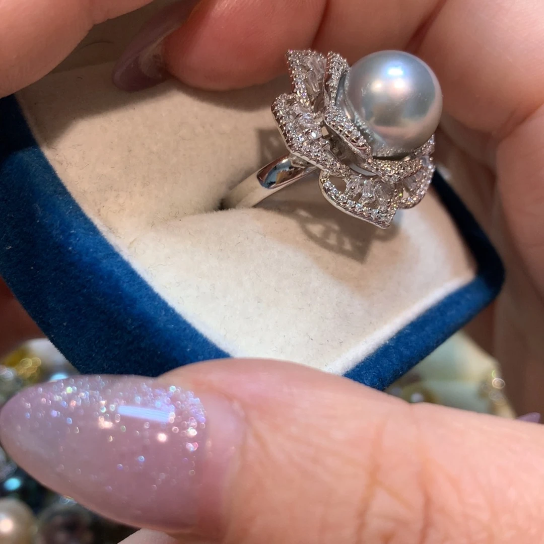 海水珍珠戒指银S925镶嵌