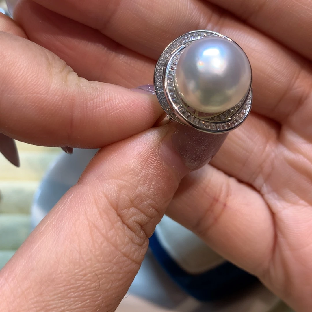 海水珍珠戒指银S925镶嵌