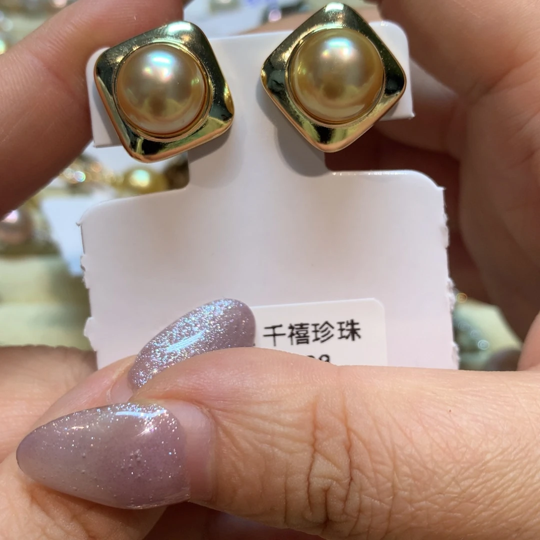 海水珍珠耳饰银S925镶嵌