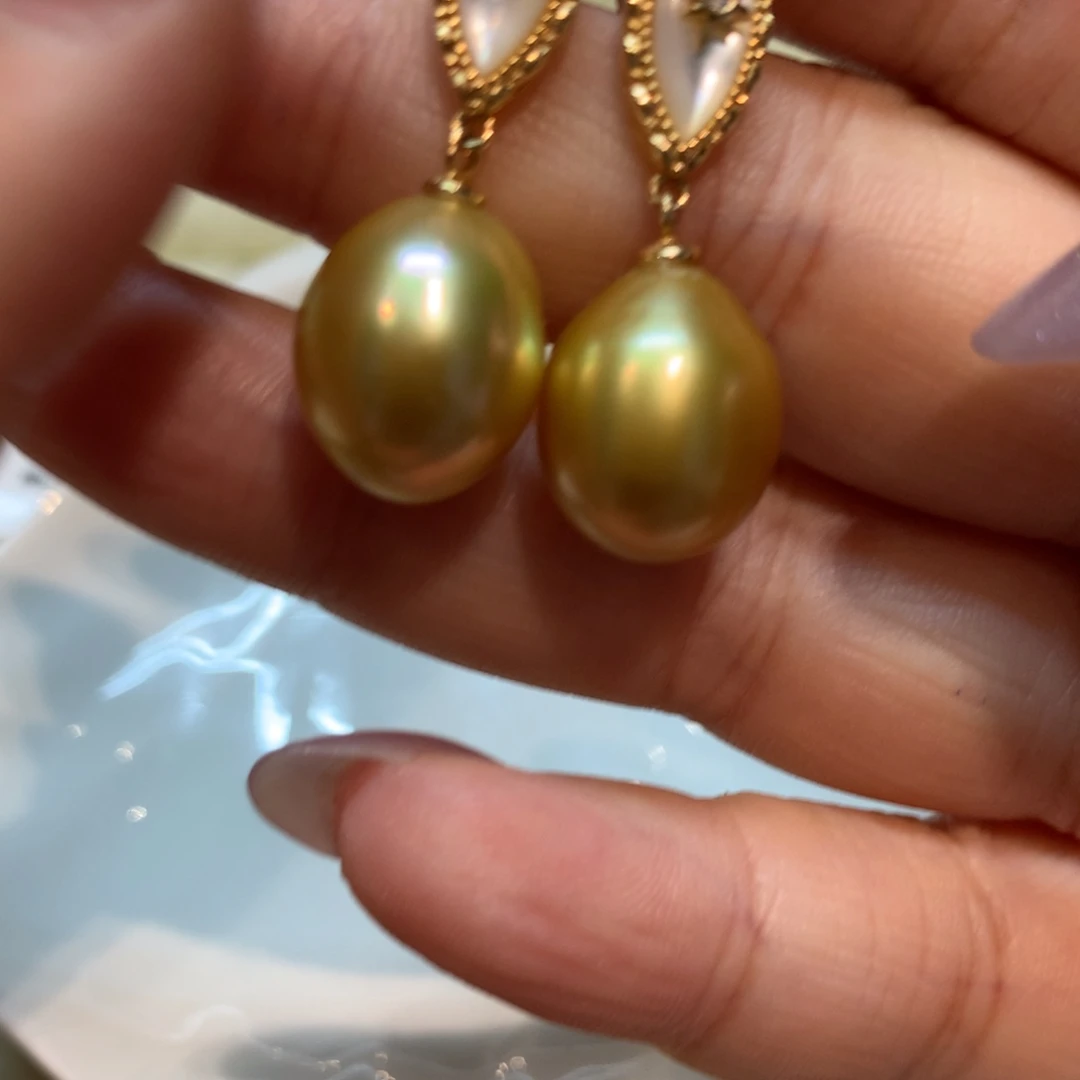 海水珍珠耳饰银S925镶嵌