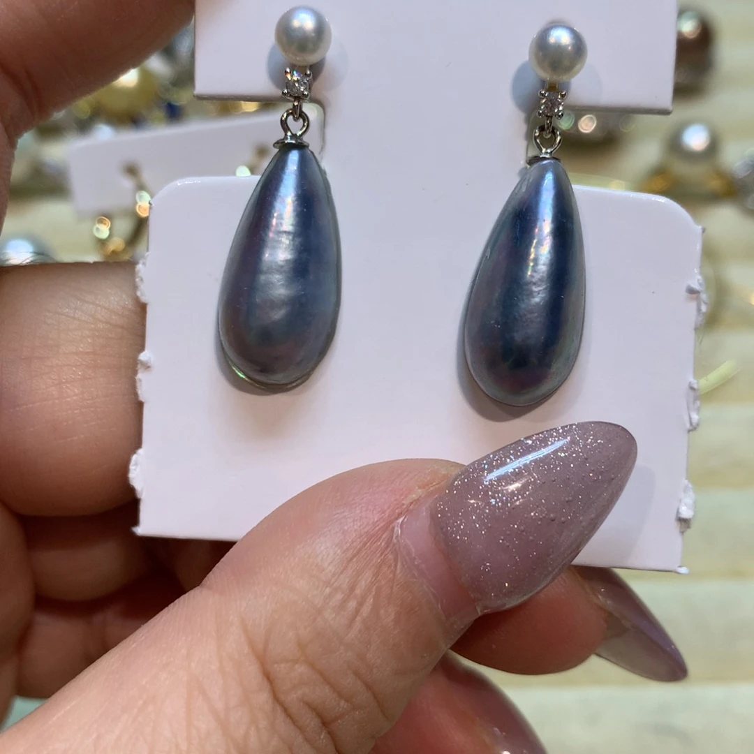 拼合珍珠（马贝珠）耳饰银S925镶嵌