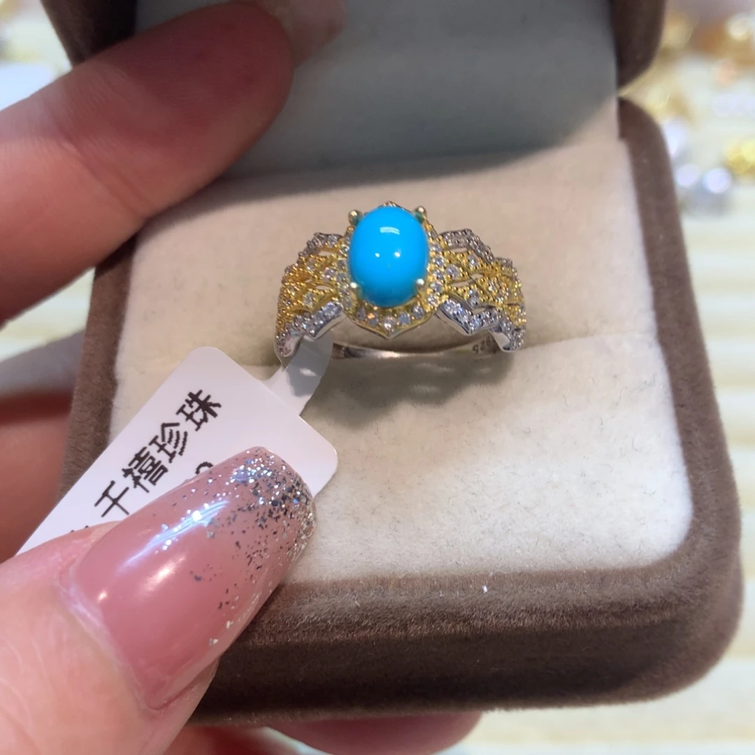 绿松石戒指银S925镶嵌