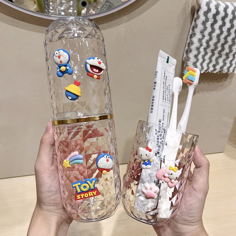 可爱卡通旅行洗漱杯便携式高颜值情侣出差旅游外出牙膏牙刷收纳盒