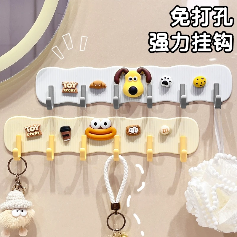 宿舍挂钩免打孔门后挂衣架可爱卡通多功能浴室联排粘钩强力承重