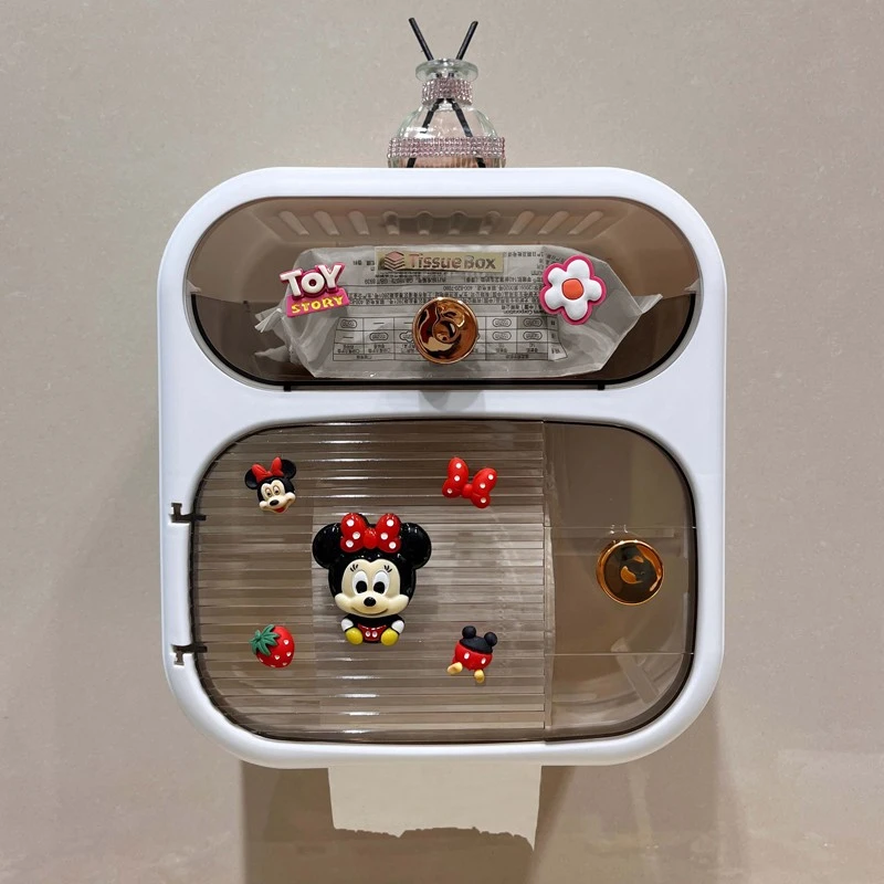 高级卫生间纸巾盒防水免打孔可爱卡通厕所抽纸盒壁挂式卷纸置物架