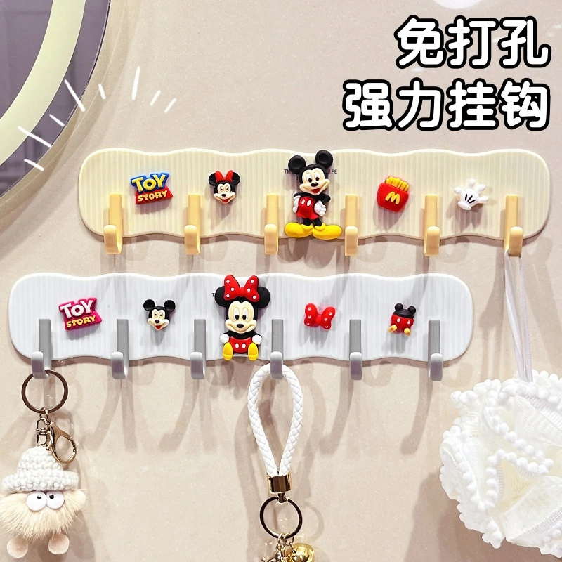 挂钩一排免打孔强力承重门后挂衣架可爱卡通厨房浴室墙面联排粘钩