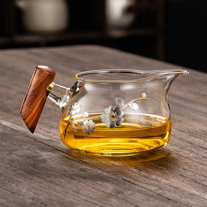 加厚玻璃公道杯日式侧把分茶器倒茶杯茶海功夫茶具高档公杯耐高温