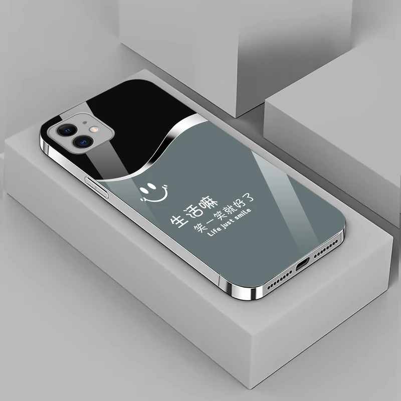 适用苹果12高档手机壳简约不沾指纹裸机手感励志手机壳XLJ