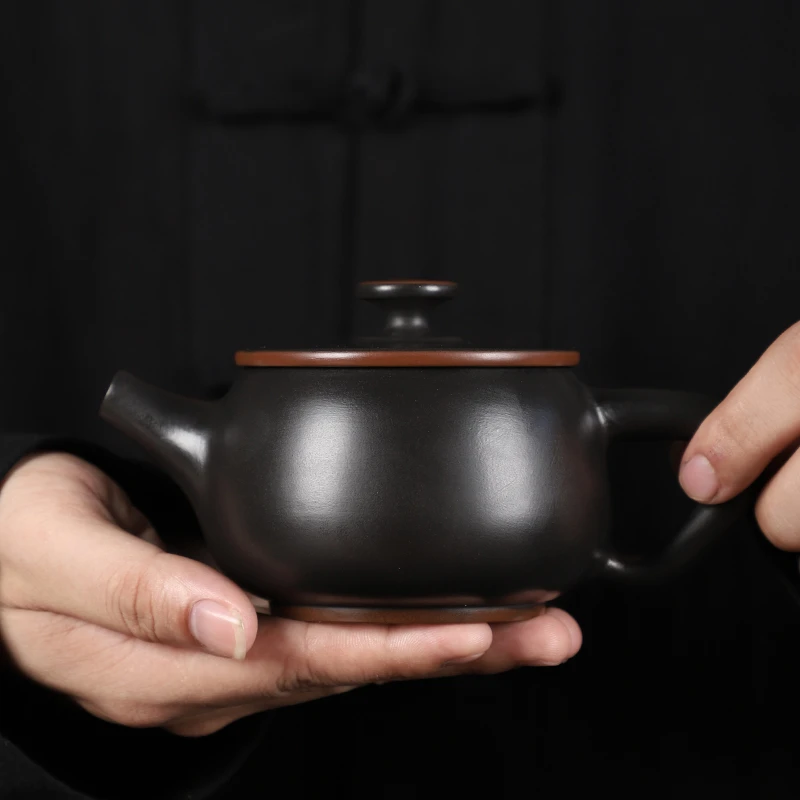 纯手工云南紫陶茶壶家用宽口汉瓦壶可提可转泡大容量茶壶原矿紫陶