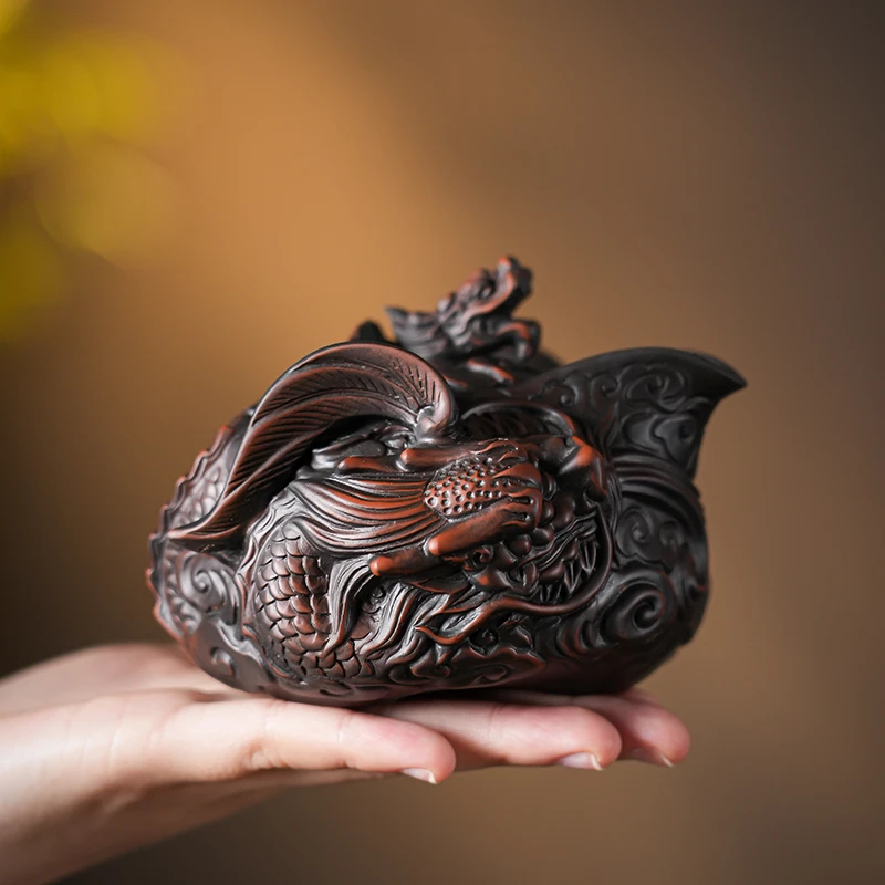 云南紫陶旅行茶具一壶二杯便携式手抓茶壶户外旅游全手工功夫茶具