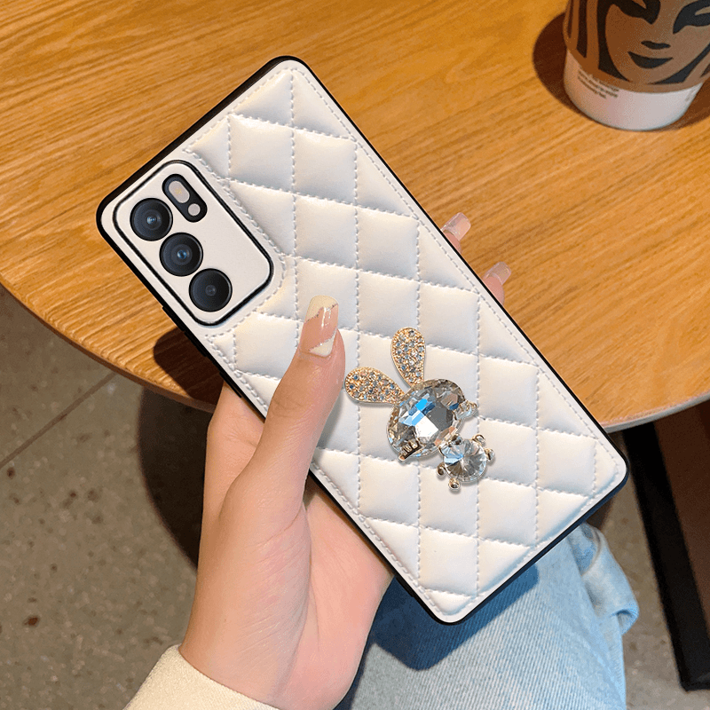 果果橙 适用opporeno6/reno6pro手机壳新款可爱水晶兔子保护套全包防摔壳