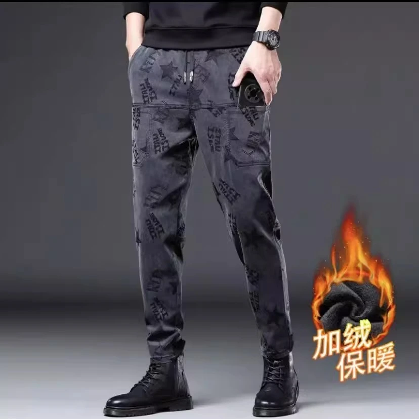 秋冬男士六个口袋宽松直筒时尚百搭弹力男裤潮流韩版修身休闲裤