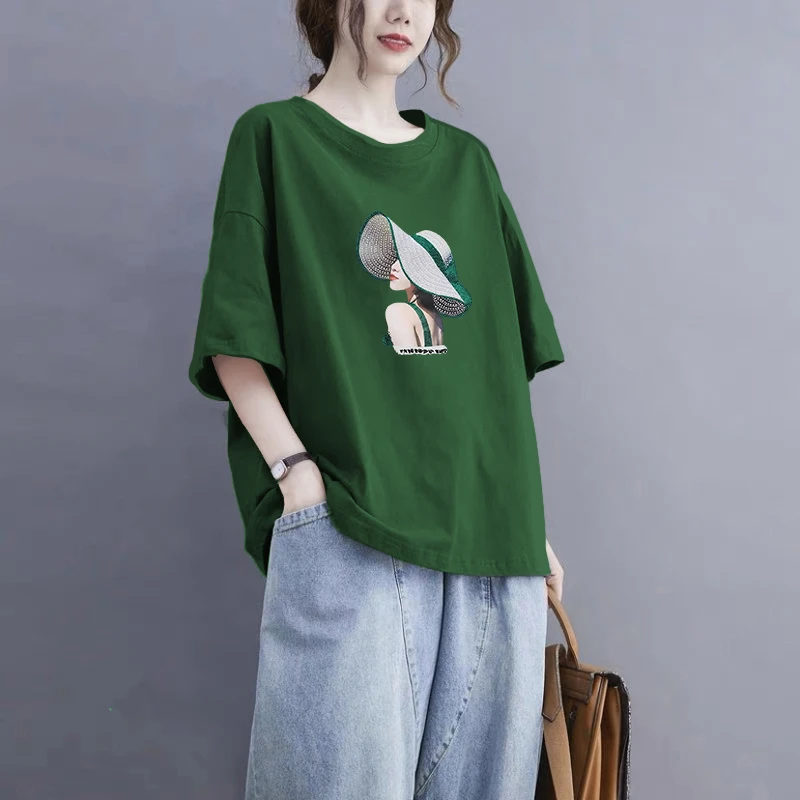 100%棉短袖T恤女夏季韩版学生宽松显瘦大码女装时尚休闲半袖上衣