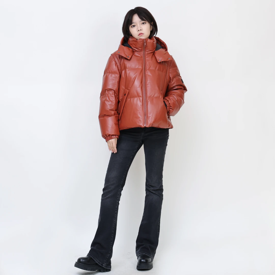 柏林纪事 进口绵羊皮羽绒服90匈牙利白鹅绒可脱卸袖保暖 24461