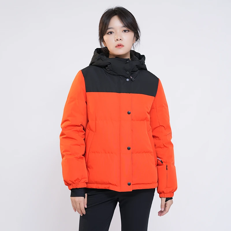 城市运动 高密拼色防风轻盈90白鹅绒短款羽绒服 23309