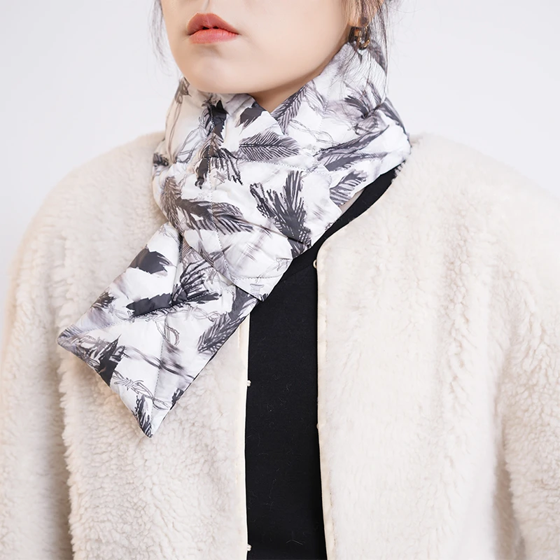 休闲90白鹅绒围巾秋冬新品轻便交叉百搭围脖加厚潮流 24803