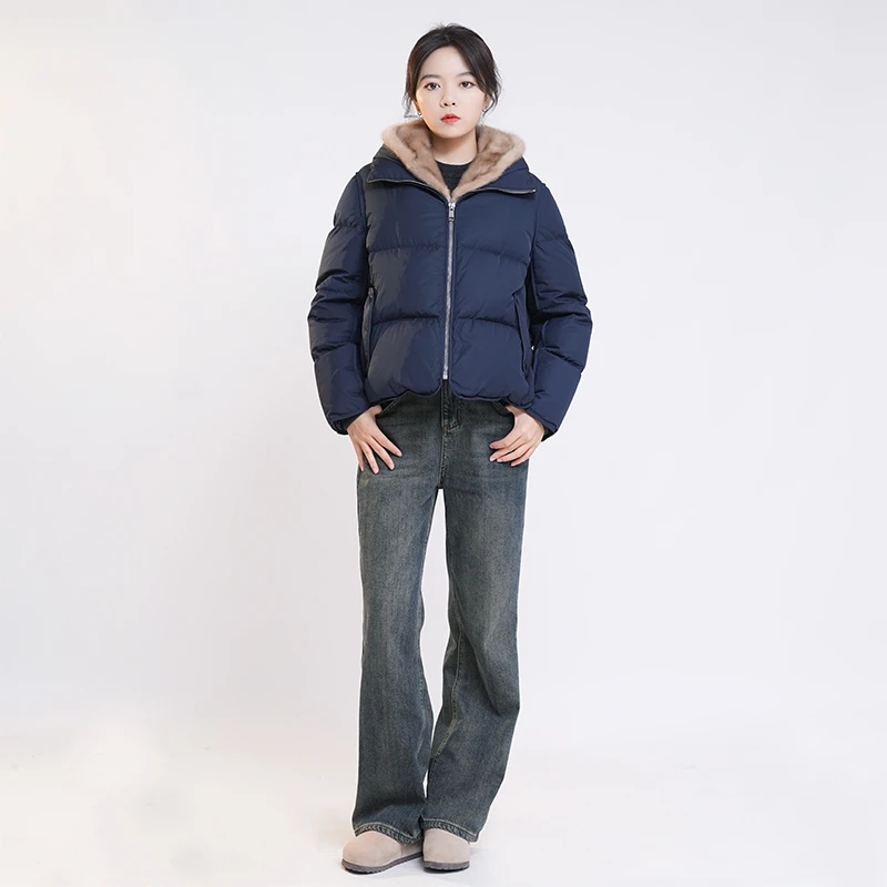 【私服炸街】休闲羽绒服水貂帽可脱卸90匈牙利白鹅绒百搭短款 22352