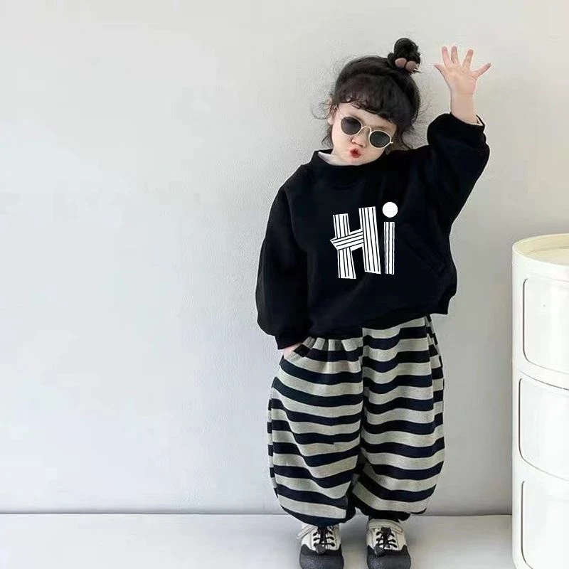 女童运动套装春秋款2024新款洋气儿童春装小童网红炸街两件套衣服