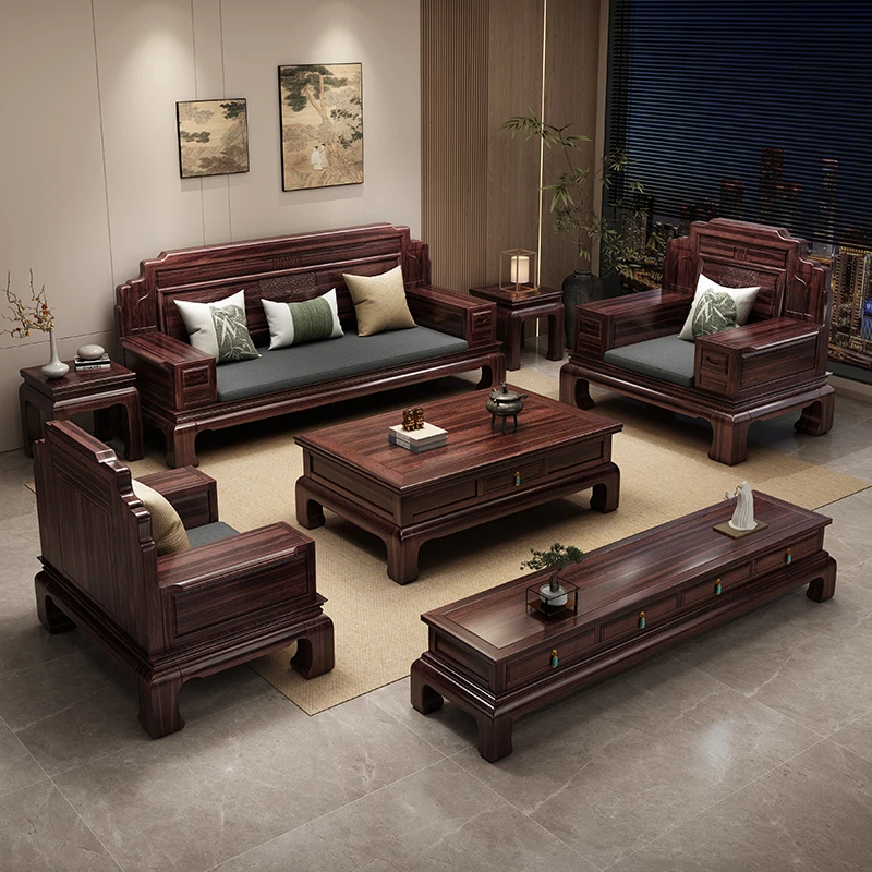 【盛世国潮】新中式古典沙发全实木大小户型客厅雕花冬夏两用812新#