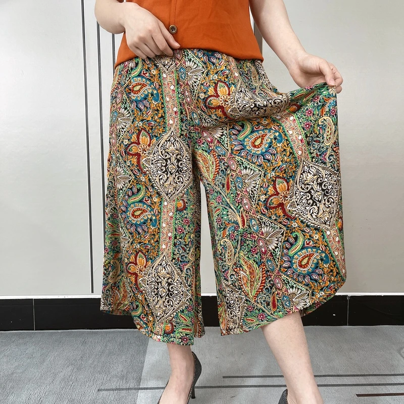 夏季新款中老年妈妈装轻薄百搭半身裙宽松大码凉爽透气裙裤