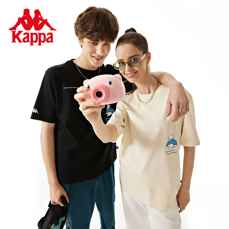 卡帕Kappa印花短袖2023新款上衣情侣半袖背靠背运动t恤K0DX2TD16P