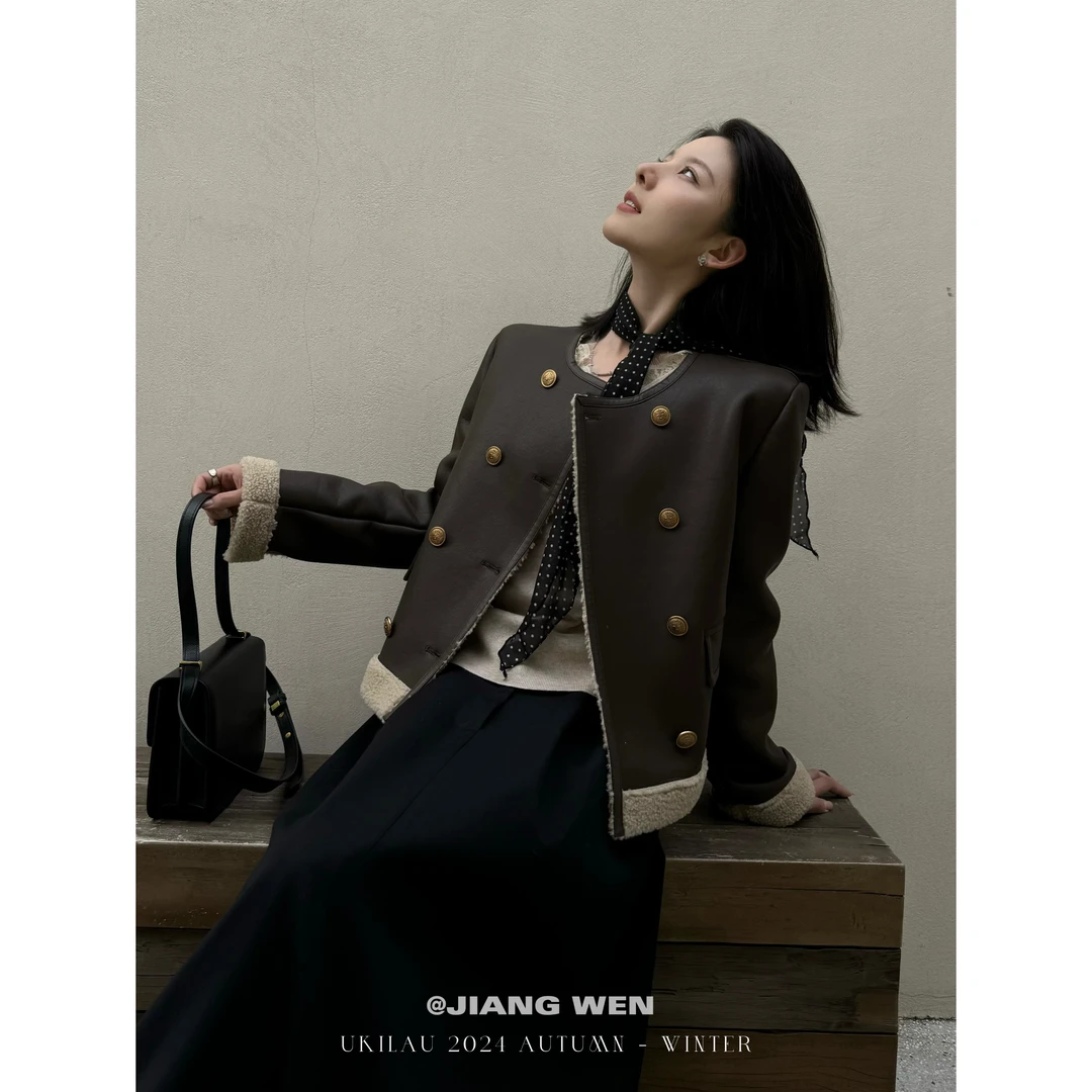 UKILAU 【浓情热巧】高级复古加厚羊羔毛小个子短外套