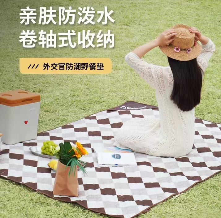 野营加厚格子野餐垫1.5x2