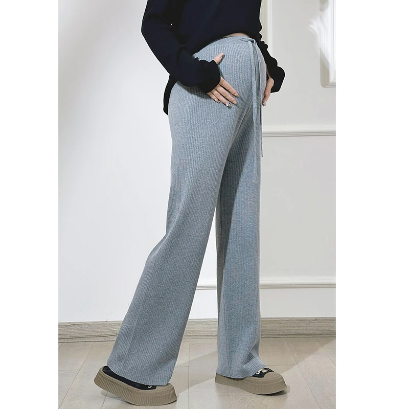 孕妇裤绵羊毛针织裤秋冬新款时尚外穿2024冬季宽松高弹托腹毛线裤