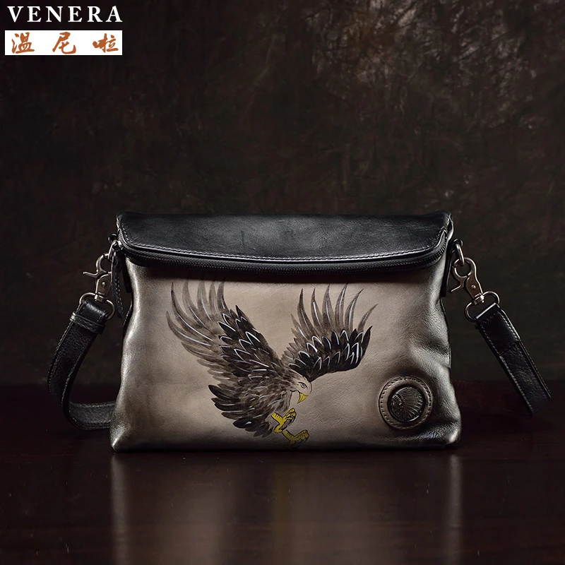 街头斜挎包真皮男包简洁单肩包时尚休闲牛皮小背包韩版手拿包夹包