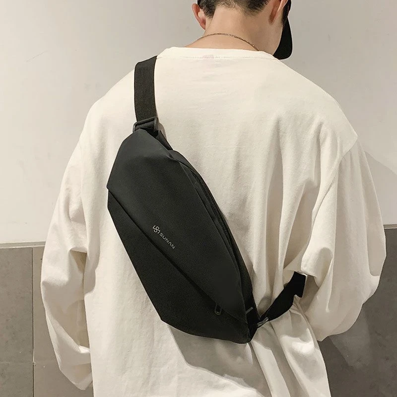 潮牌日系胸包男士ins简约单肩包腰包背包小挎包女帆布学生斜挎包