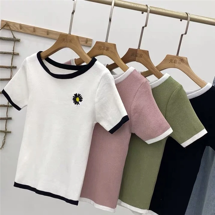 樱桃针织时尚女装高腰短款百搭夏季