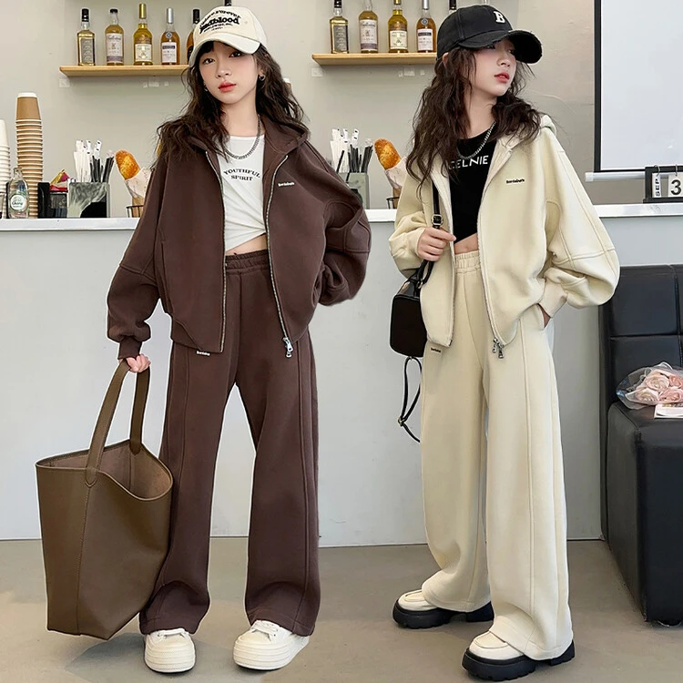 女童春秋套装2024新款6-12岁15岁女中大童休闲洋气时髦时尚两件套