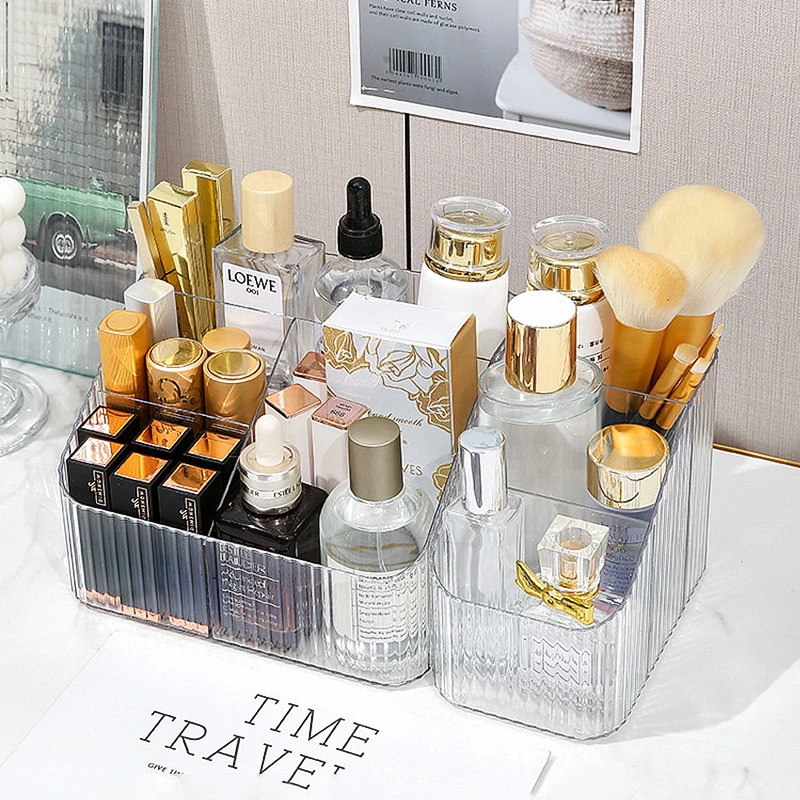 透明收纳盒化妆品整理盒桌面口红化妆刷护肤品笔筒化妆盒置物架筒
