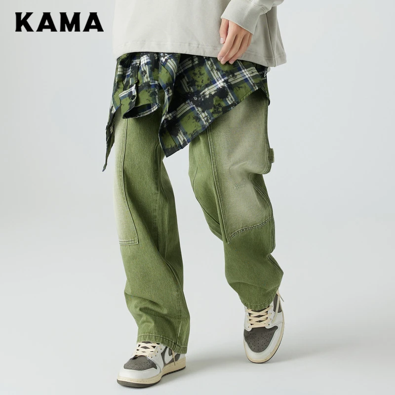 KAMA/卡玛新品潮流复古工装牛仔裤男款休闲宽松2323309