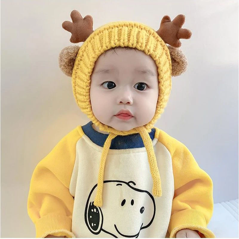 宝宝帽子秋冬季婴幼儿童毛线帽韩版潮可爱超萌套头帽冬天加厚洋气