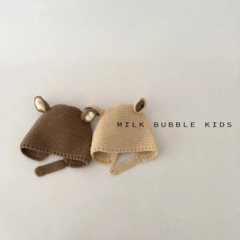 ins韩版婴儿帽子2024秋冬季一岁男女宝宝出游保暖针织宝宝毛线帽