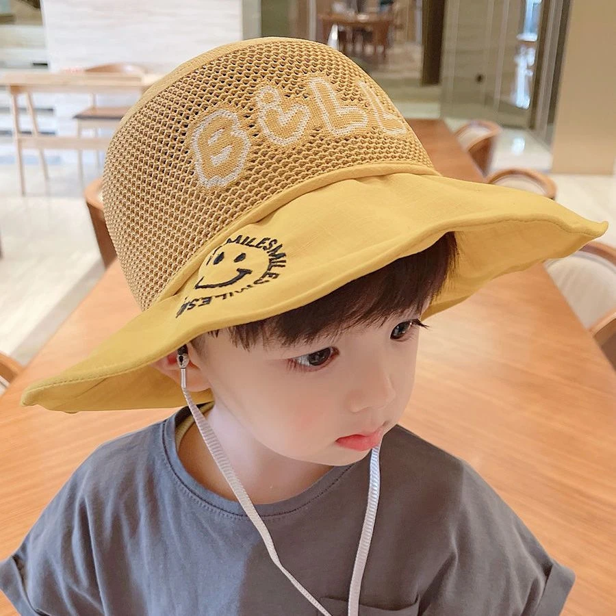儿童遮阳帽宝宝夏季大帽檐网帽透气男童帽子防晒帽女太阳帽渔夫帽