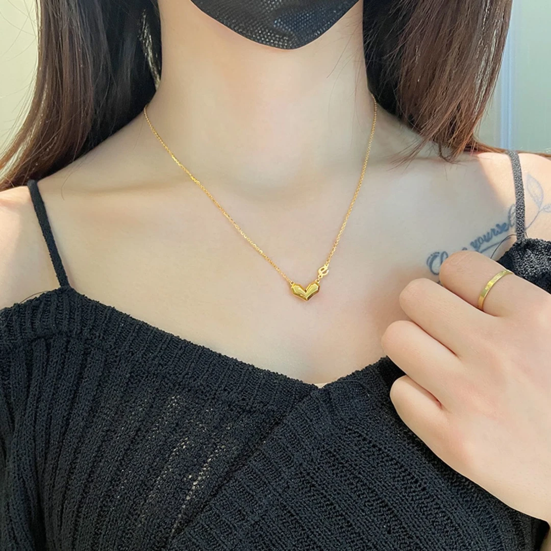 钛钢项链 e生有你爱心项链女款锁骨链心形告白礼物Z079