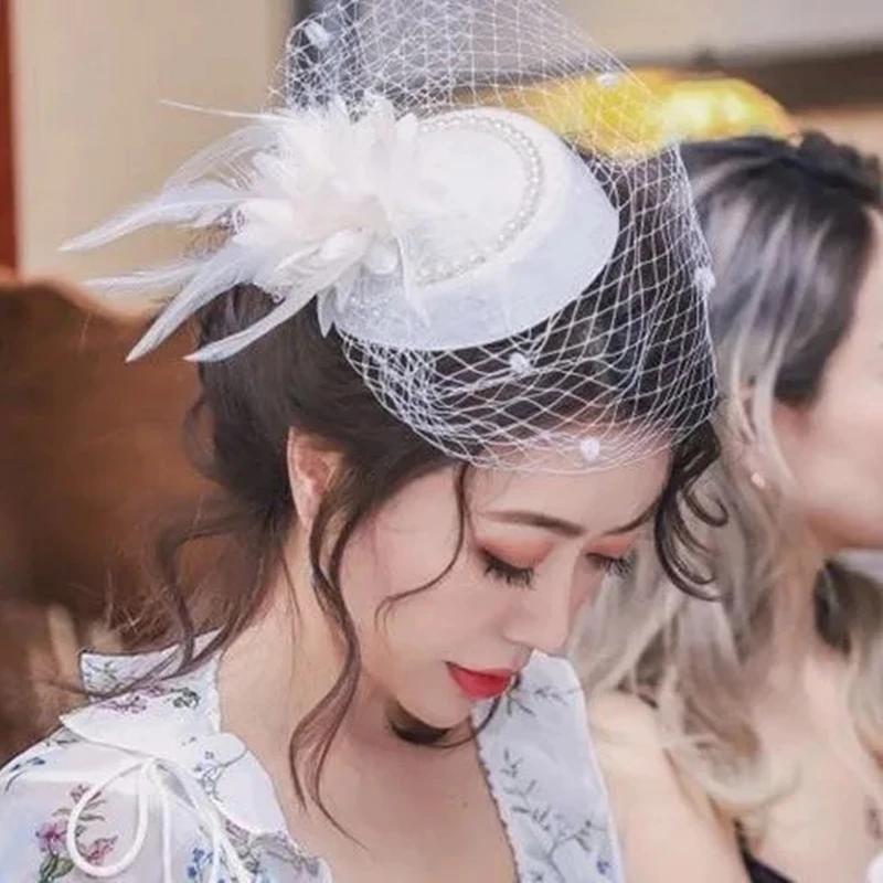 小礼帽英伦复古名媛旗袍配饰网纱遮面帽子夜上海舞女民国新娘头饰
