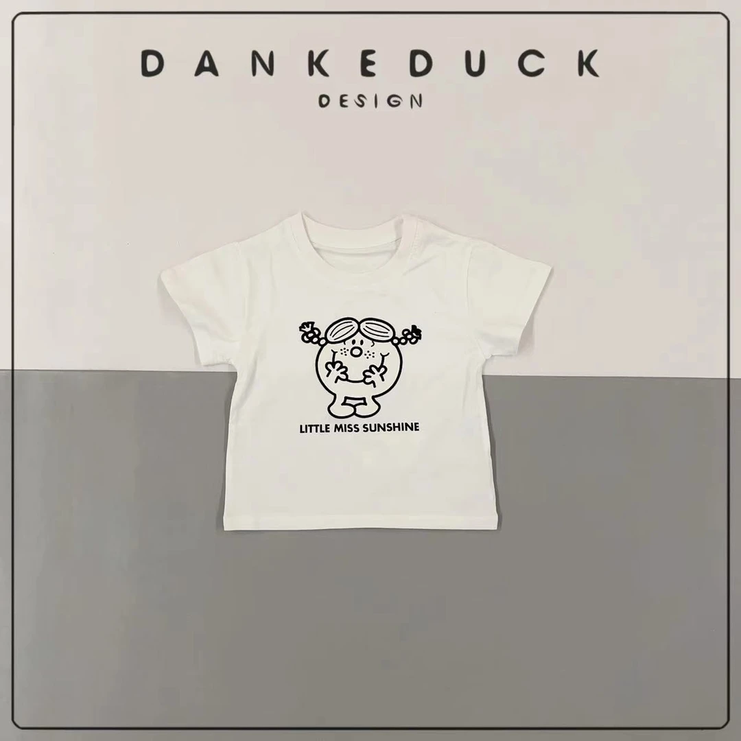 W-40306-儿童春季时尚短袖24新款植绒印花上衣潮