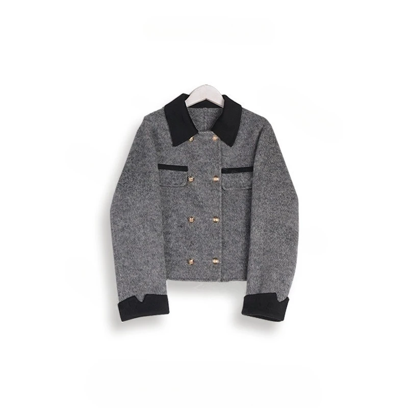 【亦然专属】2024秋冬季时尚百搭小个子小香风双面羊毛外套8836