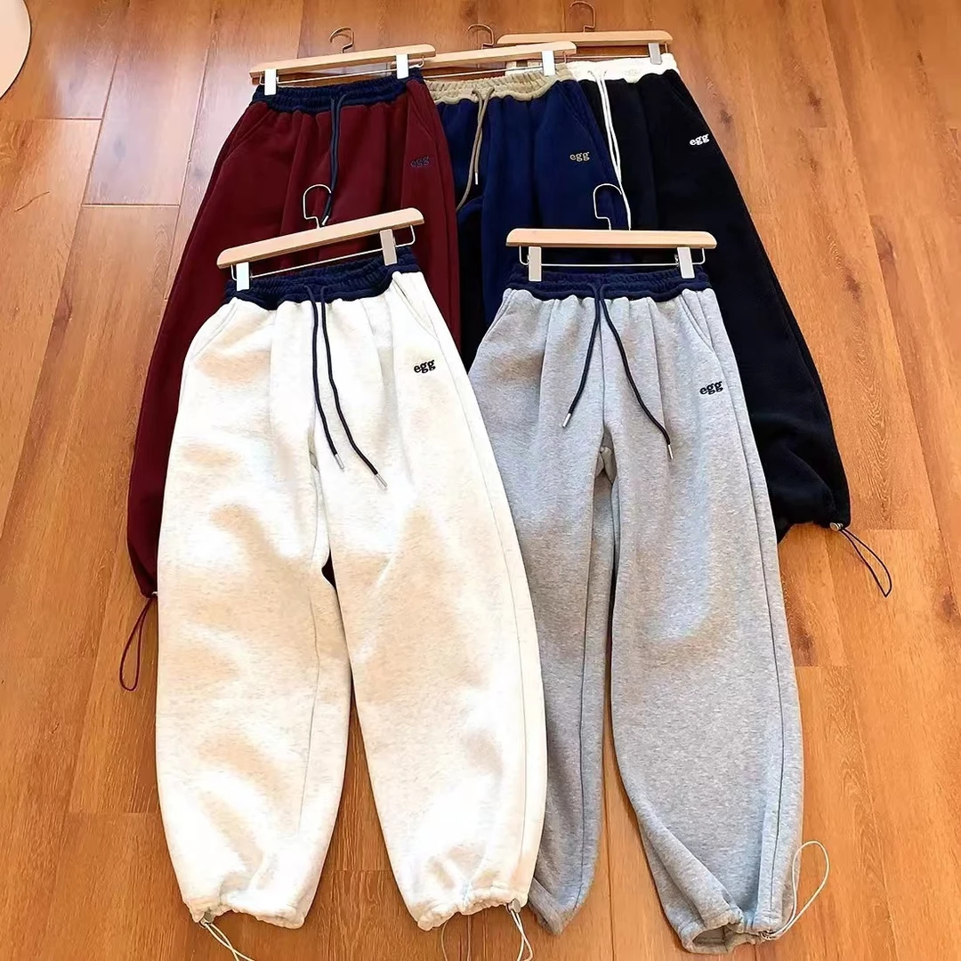 韩国订单款eg*g加绒加厚女款脚口抽绳款休闲卫裤XJ-1778