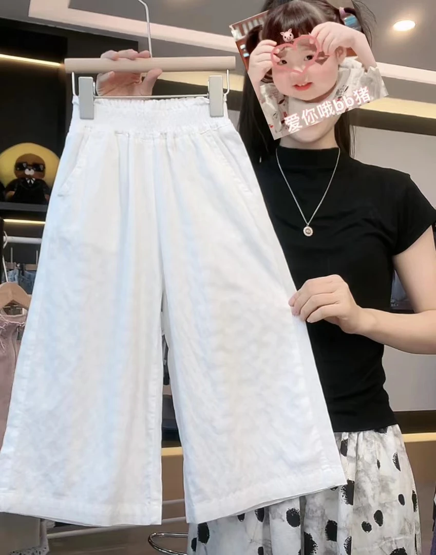 【现货】阿卷2024夏装韩版儿童气质纯色九分裤薄款棉纱裤子MPG4830