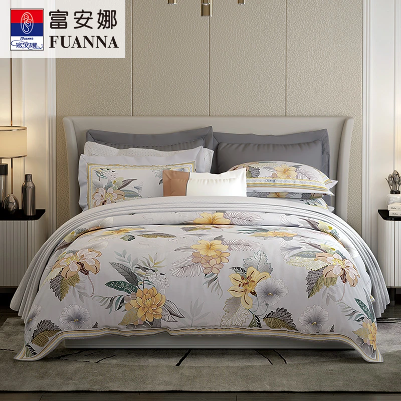 【专柜同款】富安娜轻奢长绒棉亲肤柔软舒适国绣印花套件瑾·芳华