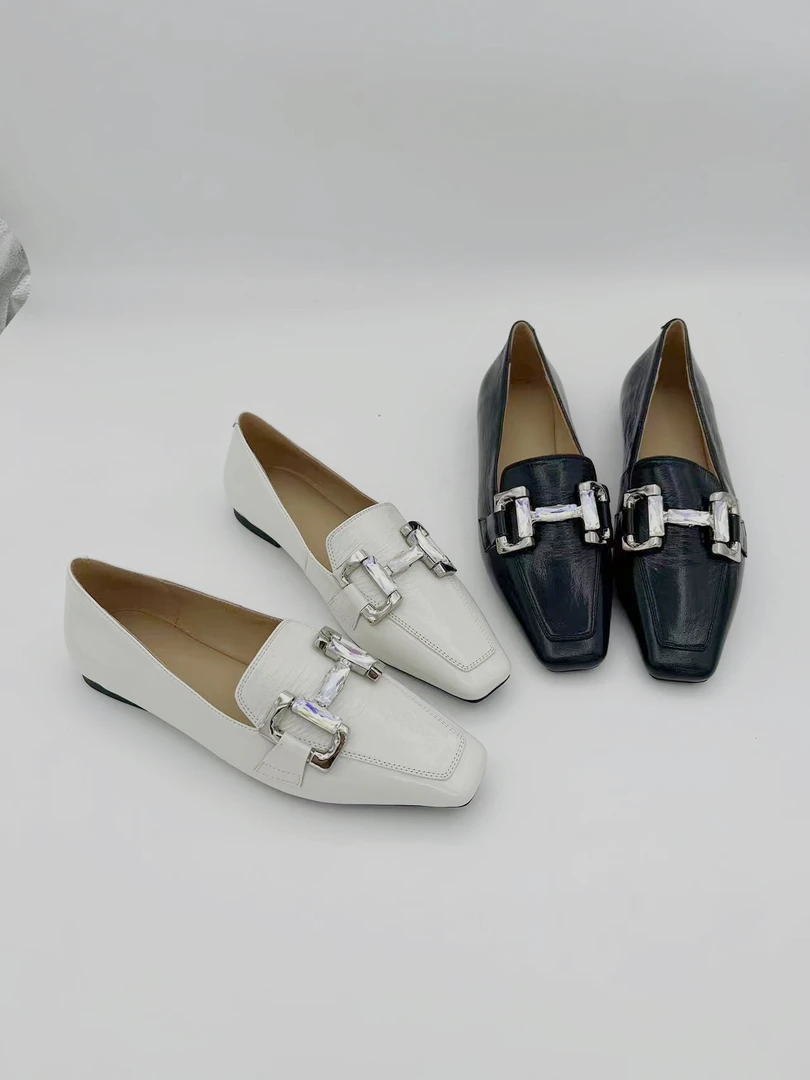 LOVECHARM2024年新款小方头真皮时尚套包鞋百搭气质单鞋