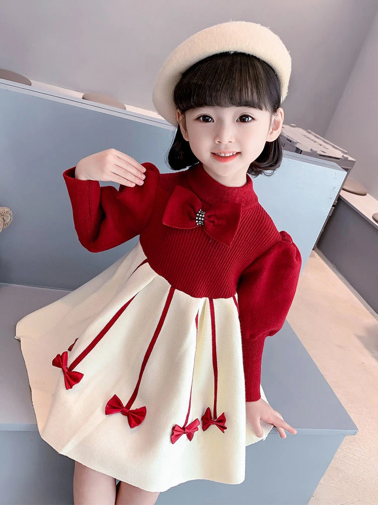 女童连衣裙秋冬季儿童装冬装女宝宝2023新款小童网红冬款公主裙子
