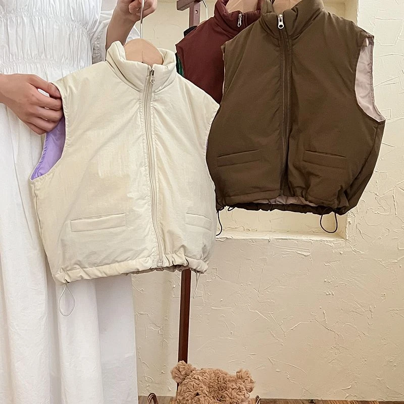 儿童马甲2023新款韩版秋冬外穿马夹男童加厚保暖背心女童宝宝