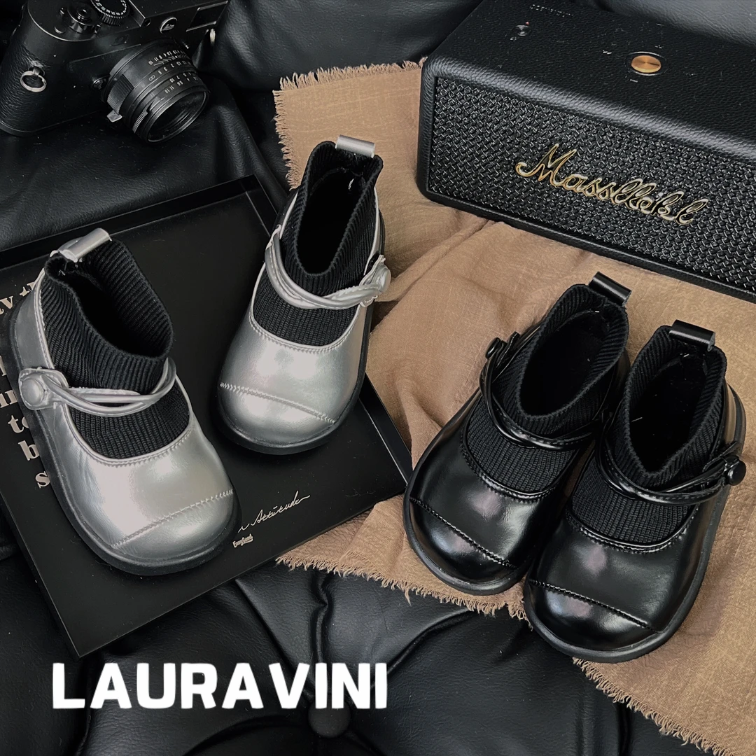 时尚潮流女宝宝袜靴儿童冬季新款加绒小皮靴LLWN607