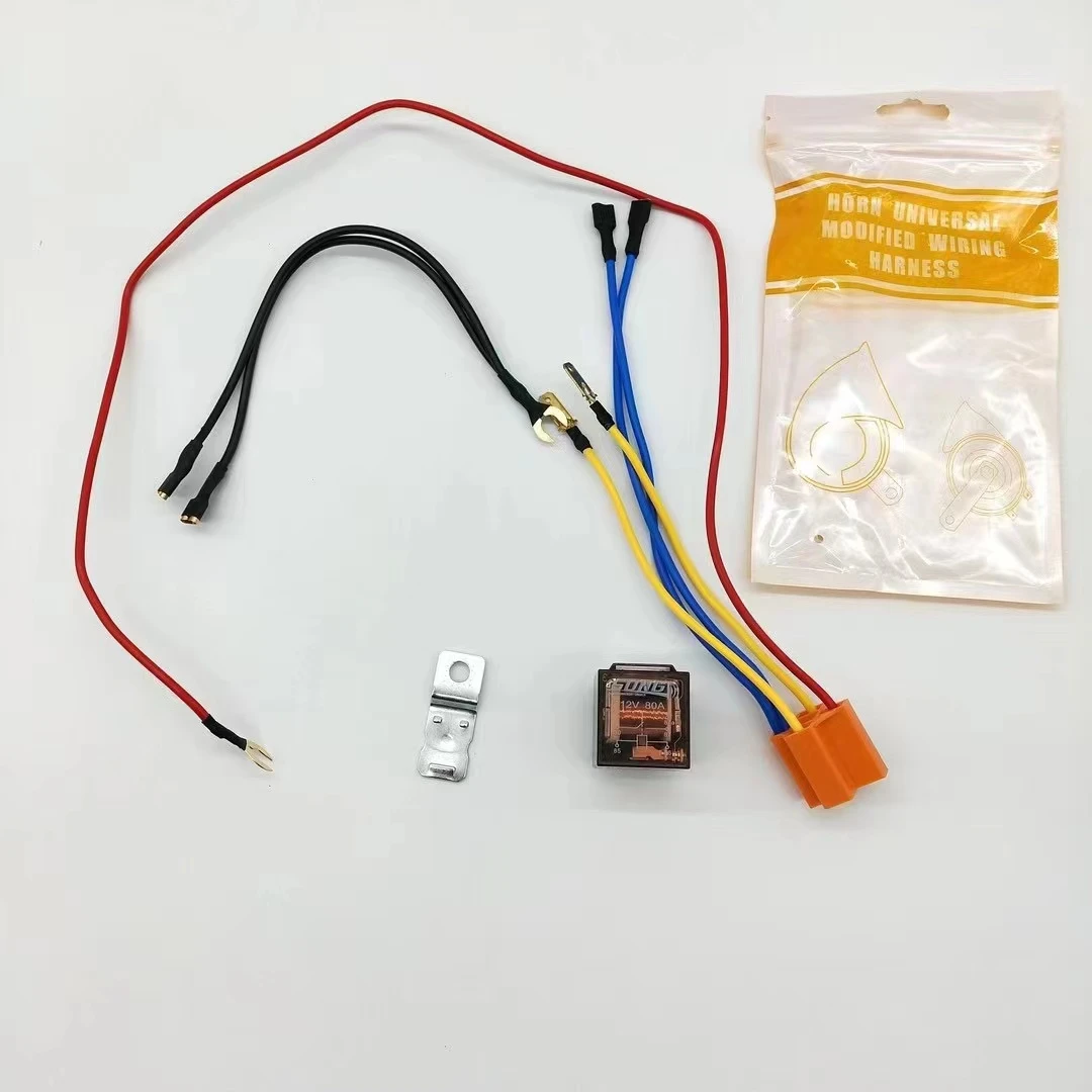 汽车摩托车喇叭改装线束喇叭改装线继电器线束蓝色黑色产品喇叭改