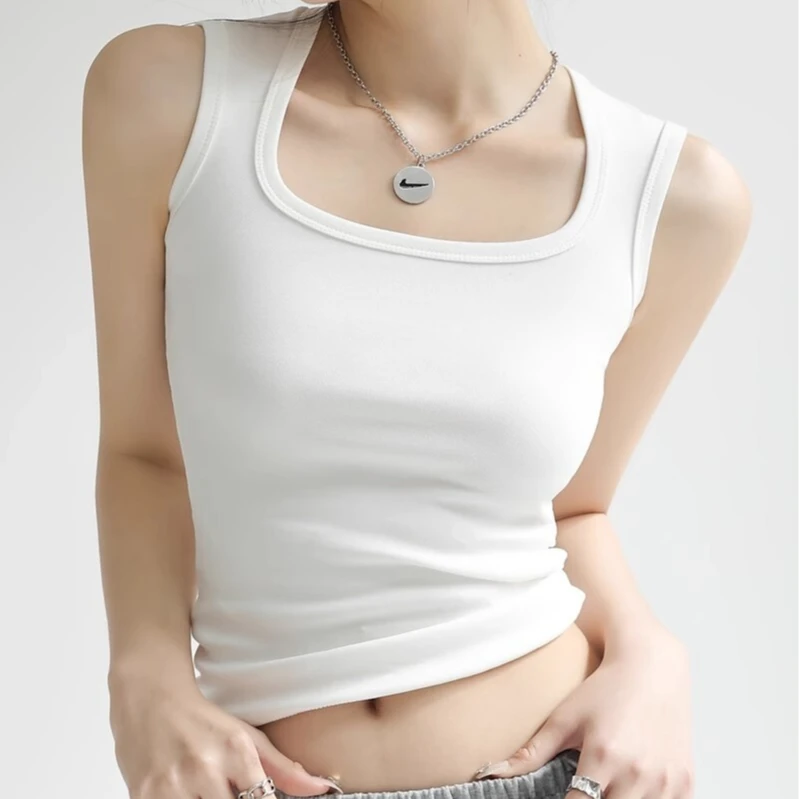 OKYU正品爆款内搭女款白色外穿无袖美背遮肚子挂脖打底背心吊带